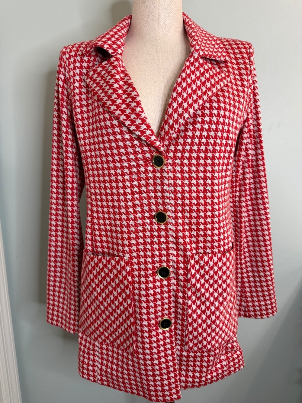 CAbi Houndstooth Ponte Knit Blazer Jacket Style 4249 Women Small